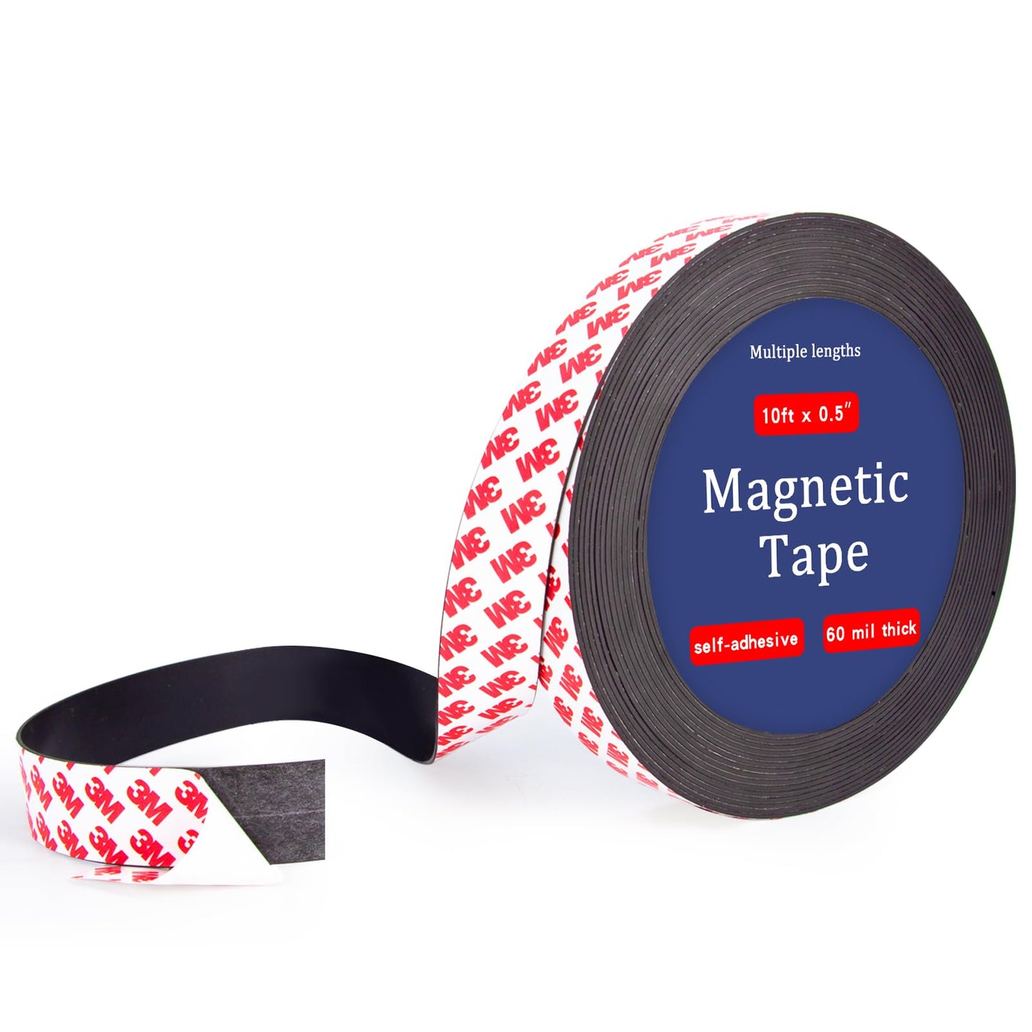 10 Feet x1/2 in Magnetic Tape Strips Roll with Adhesive Backing, Flexible Sticky Magnet Tape for Lightweight Craft DIY Projects, Whiteboards and Fridge Organization (0.06" Thick)