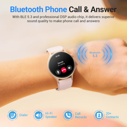 Fitpolo Smart Watch for Women,1.3" AMOLED Touchscreen Fitness Tracker, Make/Answer Calls, Heart Rate SpO2 Monitor, IP68 Waterproof, Sleep & Activity Tracking Smartwatch for Android Phones iPhone