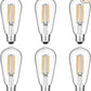 Vintage LED Edison Bulbs 6W, Equivalent 60W Incandescent, Warm White 2700K, ST58 Antique LED Filament Bulbs with 90+ CRI, E26 Medium Base,Dimmable, Clear Glass, Pack of 6