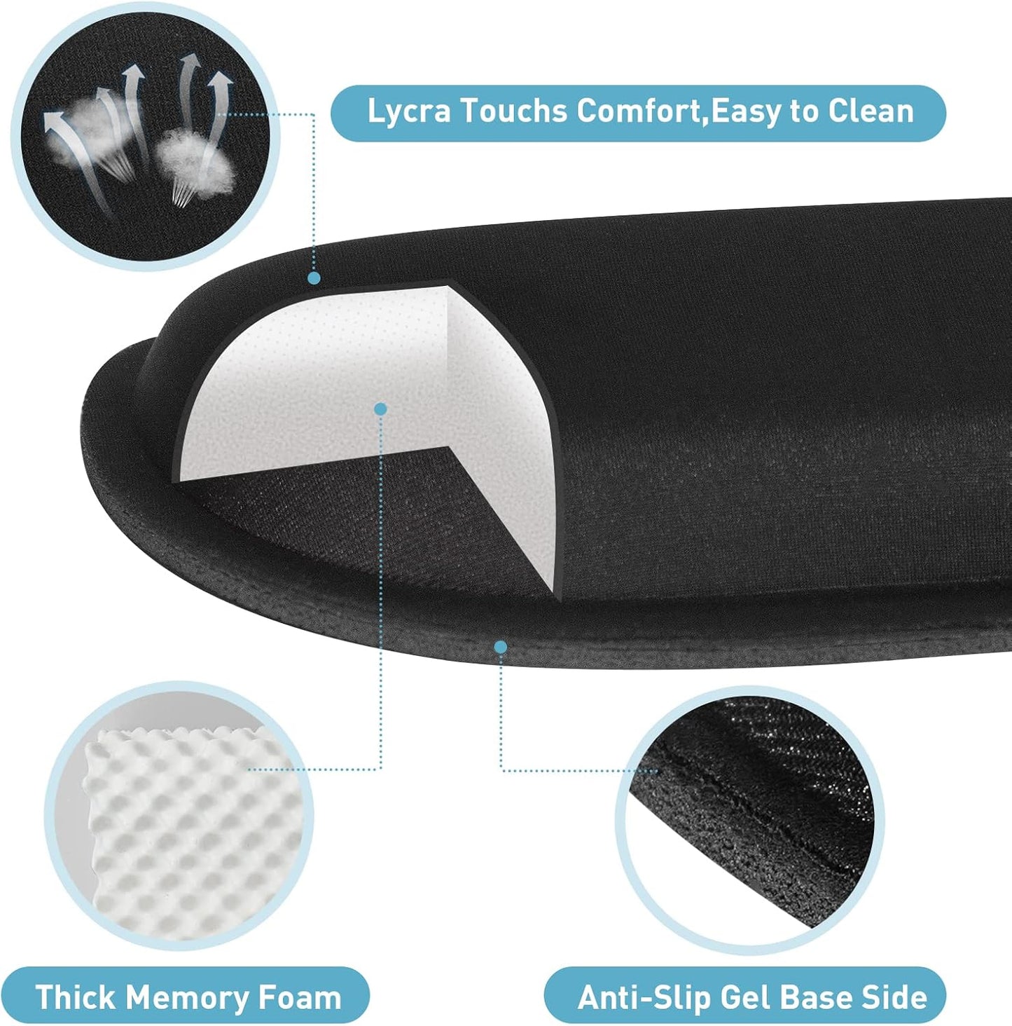Yolanda Keyboard Wrist Rest Memory Foam, Easy Typing Pain Relief, Keyboard Mouse Pad Set for Computer, Laptop, Home & Office