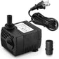 90 GPH Mini Submersible Pump, Small Fountain Pump (5W 350L/H) for water feature, Aquariums, Fish Tank, Tabletop Fountain, Pet Fountain, Indoor or Outdoor Pond Fountain (AC Powered)