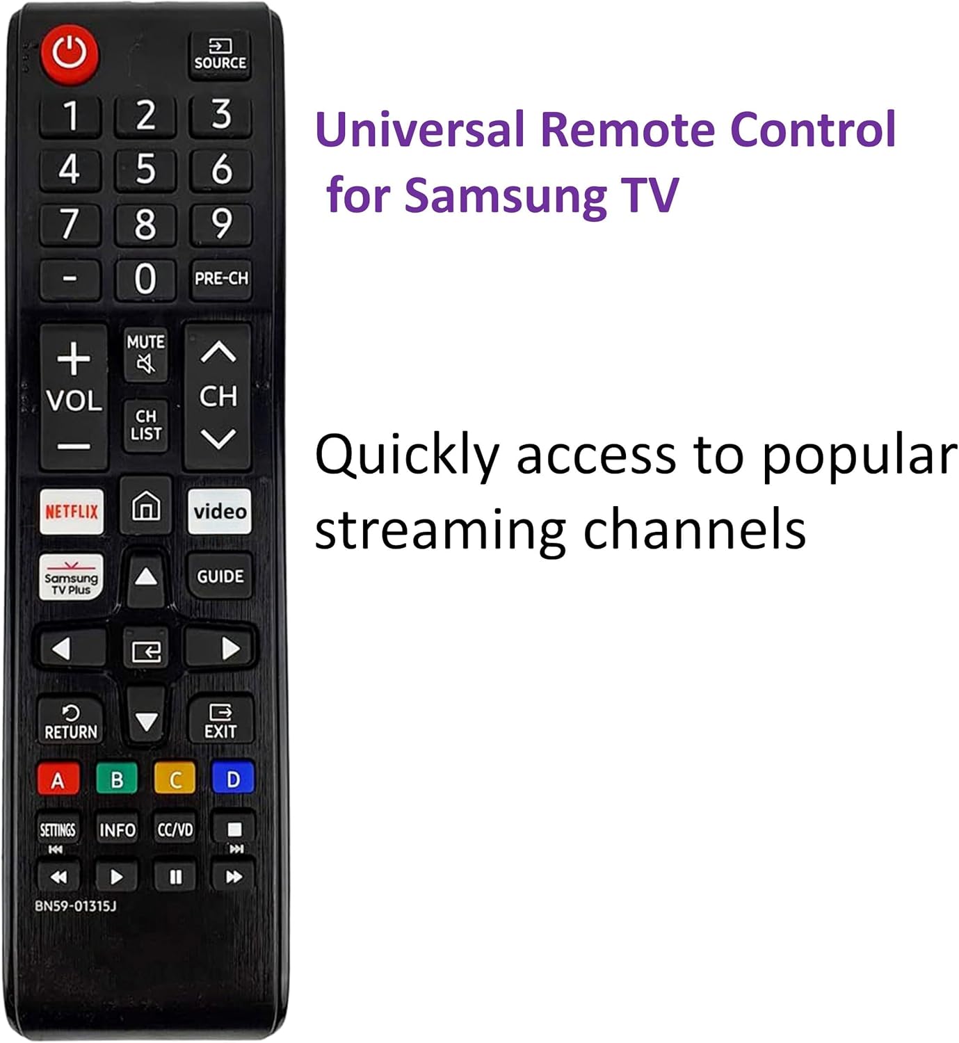 Universal Samsung-TV-Remote, BN59-01315J Remote Replacement for All Samsung LCD LED HDTV 3D Smart TVs
