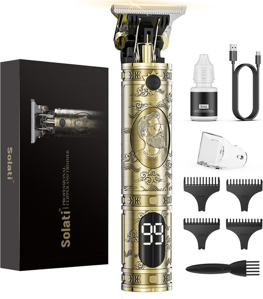 Hair Clippers for Men Cordless Professional Beard Trimmers with LCD Display Electric Grooming Rechargeable Shaver Zero Gapped T/Blade Cutting Kit Gift for Women Men Children
