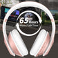 Glynzak Wireless Bluetooth Headphones Over Ear 65H Playtime HiFi Stereo Headset with Microphone and 6EQ Modes Foldable Bluetooth V5.3 Headphones for Travel Smartphone Computer Laptop Rose Gold