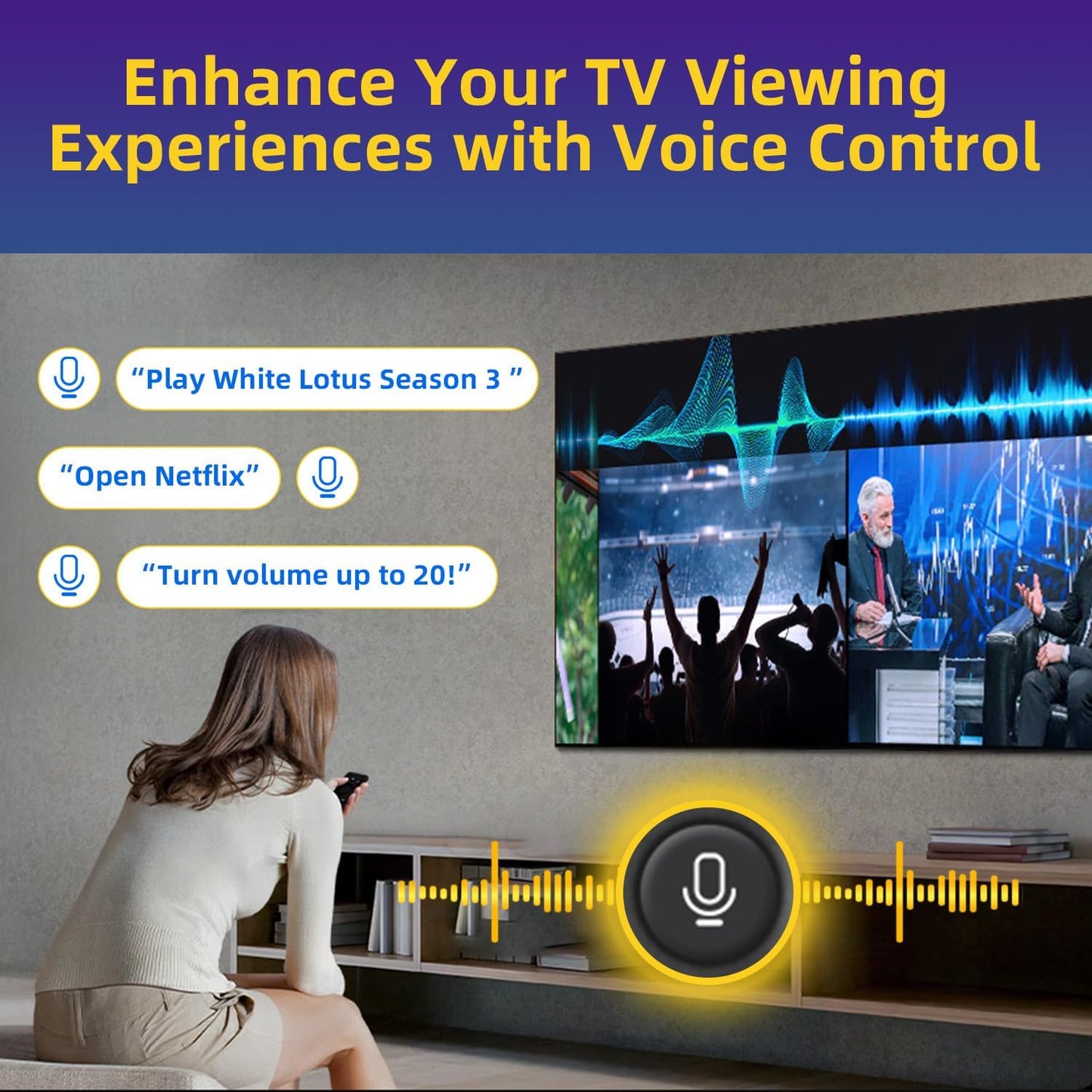 Rechargeable Voice Remote for Samsung Smart TVs, Replacement for 2019–2025 Samsung TV Remote Control with Solar Charging and Voice Search. 2-Year Warranty.