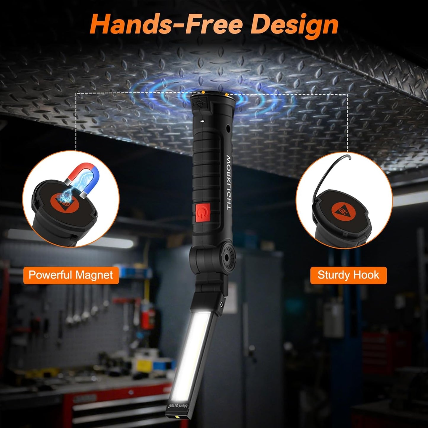 Magnetic Work Light 6Pack, Rechargeable Work Light with 360° Rotation, 5 Mode Mechanic Light, Compact Rechargeable Flashlight with Hook for Car Repairing, Emergency, Valentines Day Tool Gifts for Him