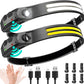 2PCS LED Headlamp Rechargeable - 230° COB Super Bright Head Lights for Forehead, Hard hat Light for Adults, USB C Headband Flashlight for Work, Hiking, Running, Camping Essentials Gear