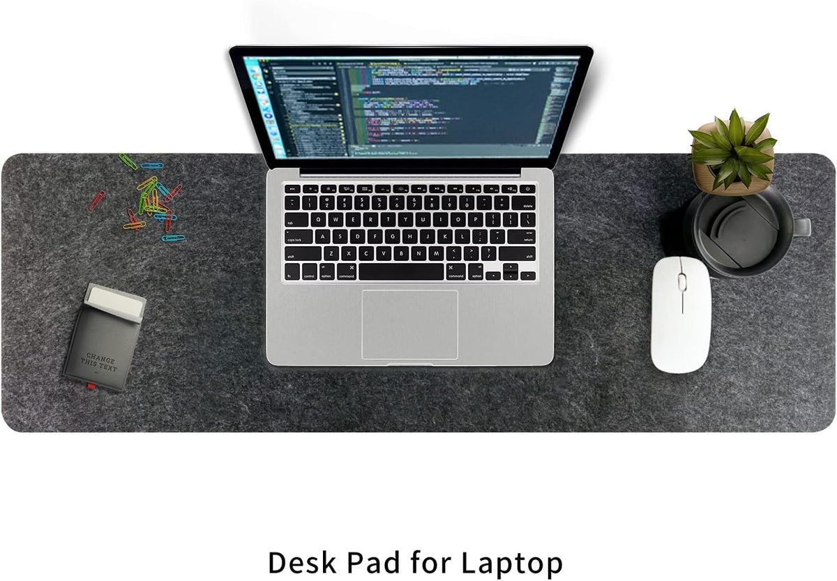 Felt Desk Mat | Computer Mat for Desk(36x12Inches) | Large Felt Mouse Pad and Keyboard Mat | Desk Protector for Office | Dark Gray