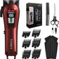 Hair Clippers for Men Professional Clippers for Men Cordless&Corded Barber Clippers for Hair Cutting & Grooming. Rechargeable Hair Trimmer Kit for Household (Red)