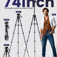 CAMBOFOTO 74″ Aluminum Camera Tripod – Heavy‐Duty Professional Tripod Stand for DSLR & Mirrorless Cameras, Smartphones & GoPro – Lightweight Travel Tripod with 360° Pan Head & Phone Mount