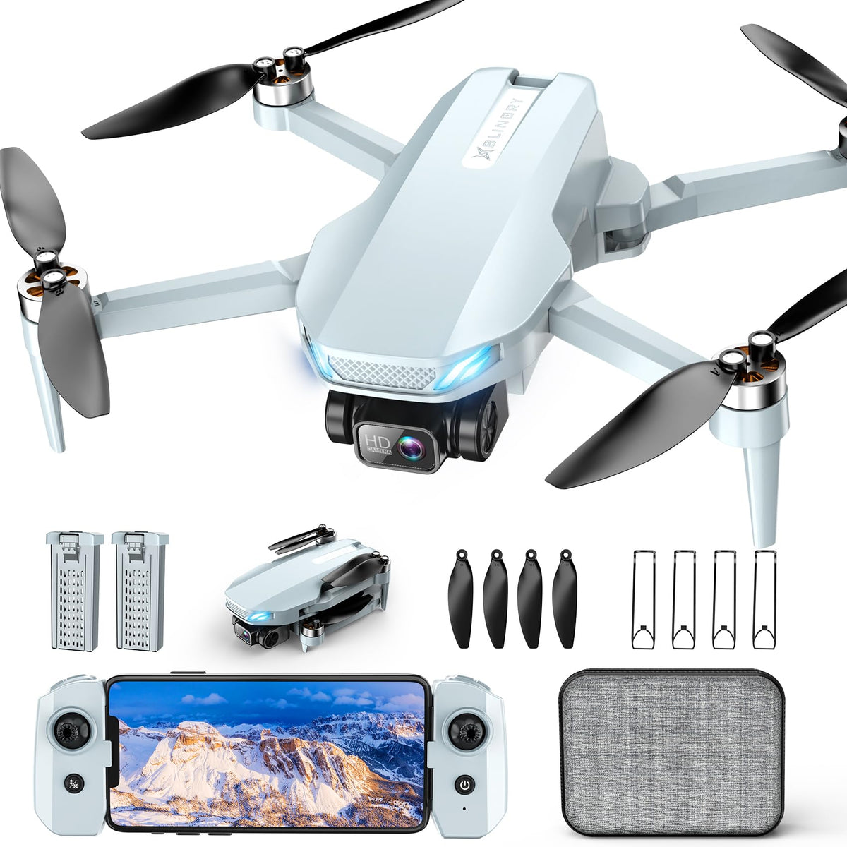 2K Drone with Camera for Adults & Beginners, Foldable FPV Mini Drone with Brushless Motor, 36 Min Flight Time, 2 Batteries, One-Key Takeoff/Landing, Gesture Selfie, Carrying Case