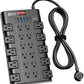 Power Strip, SUPERDANNY Surge Protector with 22 AC Outlets and 6 USB Charging Ports, 1875W/15A, 2100 Joules, 6.5Ft Flat Plug Heavy Duty Extension Cord for Home, Office, Dorm, Gaming Room, Black