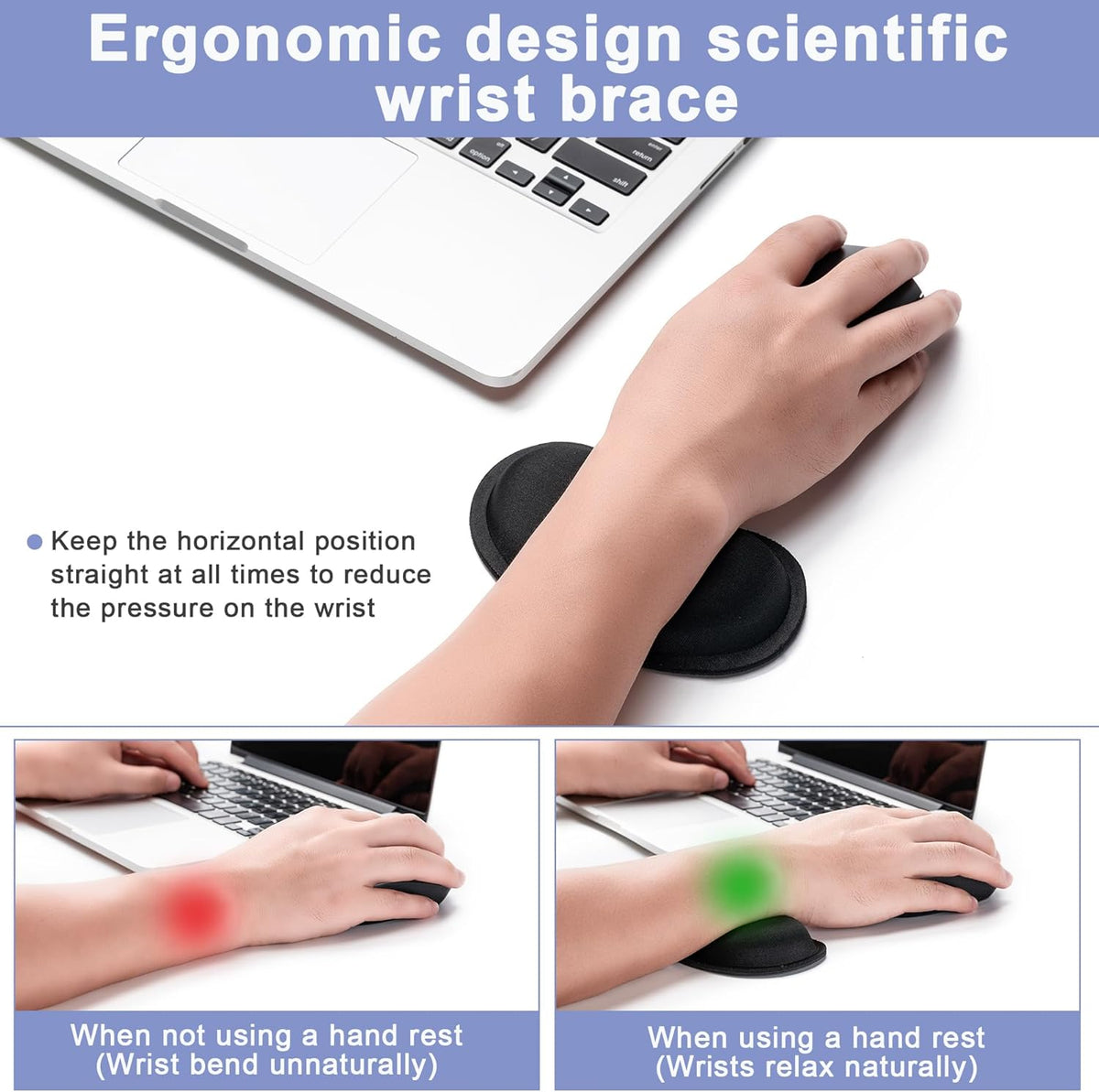 Hoewina Ergonomic Keyboard Wrist Rest – Memory Foam & Superfine Fabric Support Pad for Comfortable Typing, Office & Home Use, Black