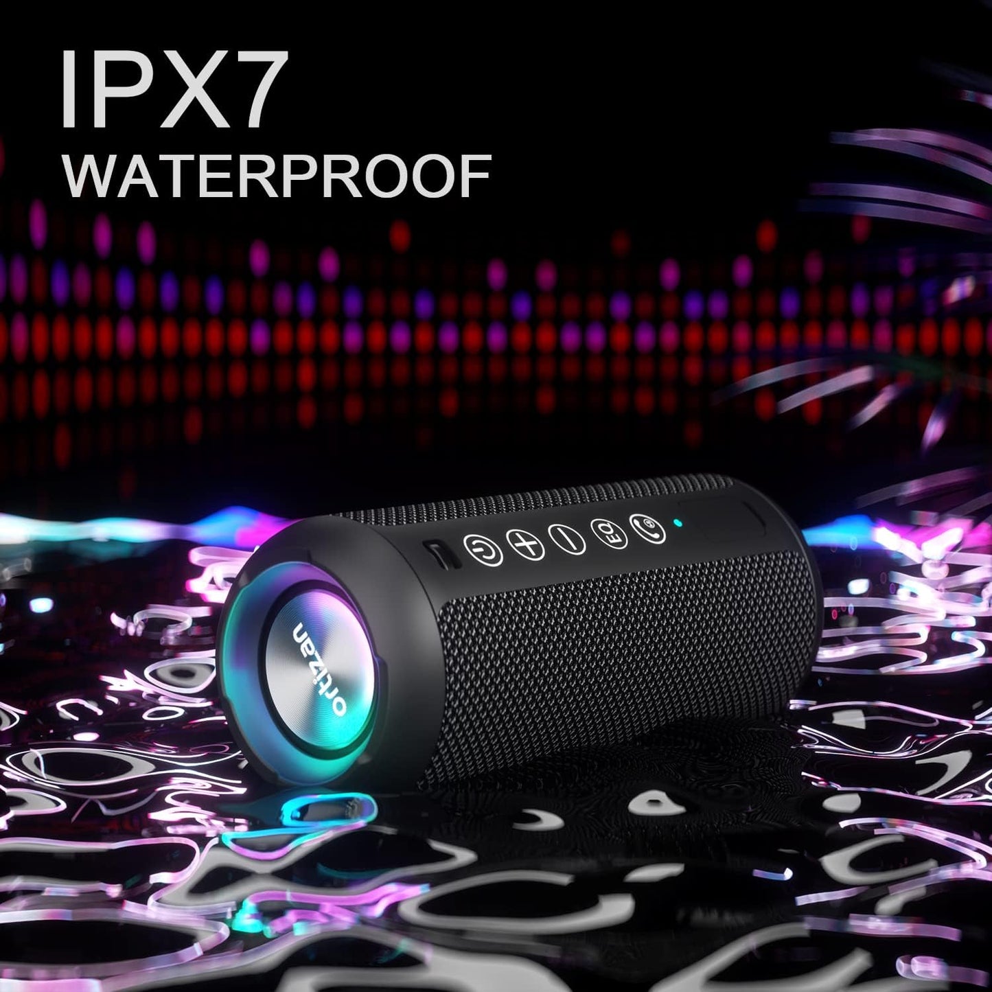Ortizan Portable Bluetooth Speaker (1nd Gen), IPX7 Waterproof, Wireless, Big Sound and Deep Bass, TWS Pairing, 30Hrs of Playtime, Valentines Day Gifts for Him, Birthday Gifts for Men Women - Black