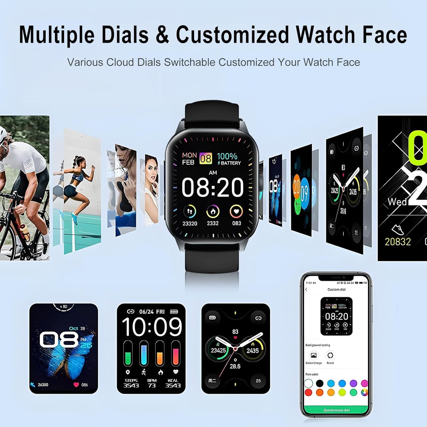 ISKOVI 1.91" Smart Watch,Fitness Tracker,Smart Watches for Men and Women with Message Call Function,120+ Sport Modes, IP68 Waterproof,24 Hours Heart Rate/Sleep Monitor,for Android/iOS
