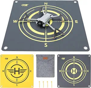 CQT Drone Landing Pad Universal Waterproof Weighted Portable Fast-Foldable Helipad Launch for DJI Avata 360 Mavic 3 4 Pro/Mini 2 SE/Air 2 2S/Mini 3 4 5 Pro/Mavic 2/Holy Stone/FPV/Avata 2/RC Quadcopters Accessories (55CM Yellow+Dark Gray)