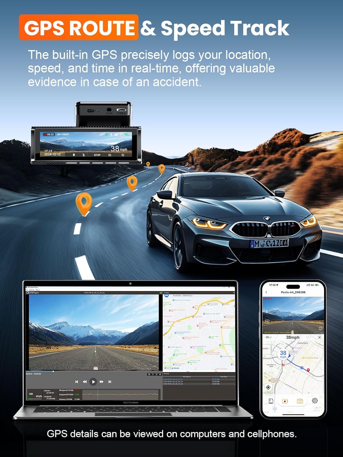 Affver 4K+2.5K Dash Cam Front and Rear, Built-in 5G WiFi 6 GPS Dual Dashcam | 64GB Card Included, 3.59" IPS Screen, APP Control, G-Sensor, Loop Recording, 24H Parking Mode, Night Vision, Car Dash Camera