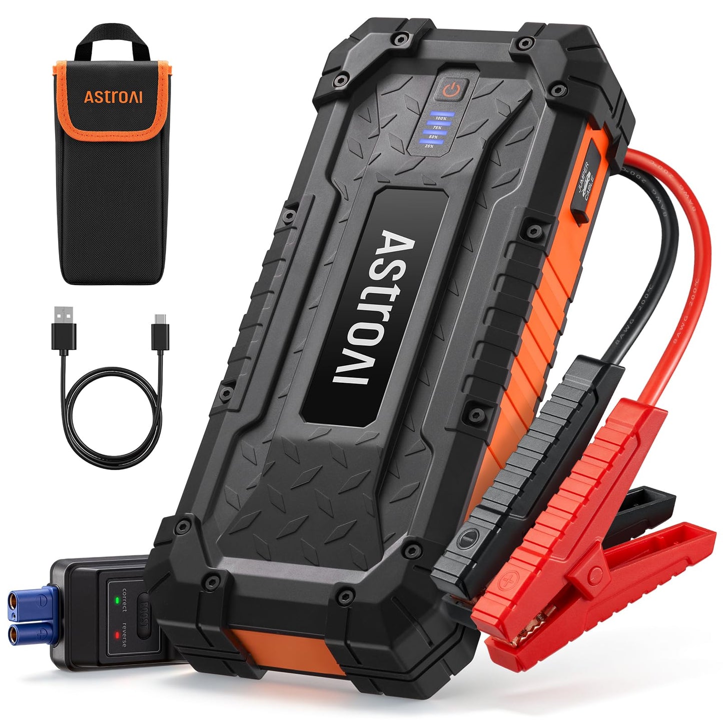 AstroAI S8 Ultra 4000A Car Jump Starter, Jump Box up to All Gas Engines & 12L Diesel, 12V Portable Power Bank with USB/Type-C Ports, 3 Modes LED Flashlight, Auto Battery Booster with Jumper Cable