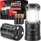 GearLight Camping Lantern - 2 Portable LED Battery Powered Lantern with Magnetic Base and Foldable Hook for Emergency Use or Campsites, Essential Hurricane Survival Kit with Batteries - Black
