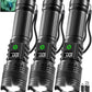 3Pack Rechargeable Flashlights High Lumens 9900FL, LED Flashlight Rechargeable with LCD Digital Display, 5Modes Adjustable Flash Light, Super Bright Flashlight Powerful, Tactical Flashlights for Home