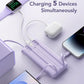 VRURC Portable Charger Power Bank, 10000mAh Travel Essentials Battery Pack, 5 Outputs 2 Inputs Slim Charging Bank Built-in Cables Cords for iPhone 17 16 15 14 13,Samsung,Android-Lavender(1 Pack)
