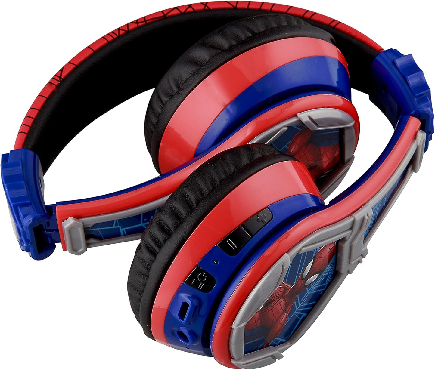 eKids Spiderman Wireless Bluetooth Portable Headphones with Microphone, Volume Reduced to Protect Hearing Rechargeable Battery, Adjustable Kids Headband for School Home or Travel