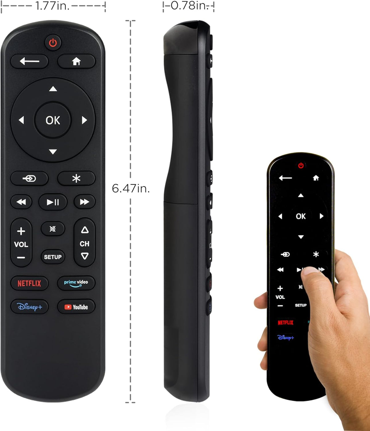 UltraPro OneTouch Universal Remote Control for Samsung TV, LG Universal Remote Control for Smart TV, Roku Remote Replacement, Vizio, Sony, Backlit, Black, 83758