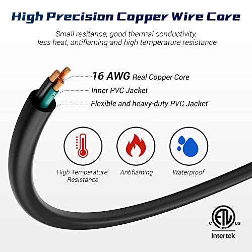 8 Inch Short Power Extension Cord 2Pack, 45-Degree Low Profile Flat Plug 3-Prong Male