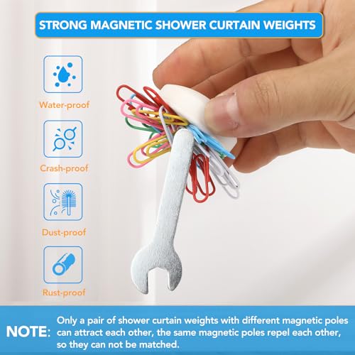 8 Pcs Shower Curtain Weights, Silicone Wrapped Heavy Duty Shower Curtain Magnets, Curtain Weights Heavy Outdoor
