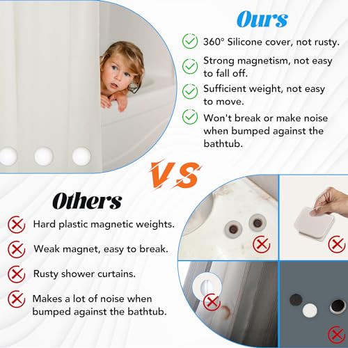 8 Pcs Shower Curtain Weights, Silicone Wrapped Heavy Duty Shower Curtain Magnets, Curtain Weights Heavy Outdoor