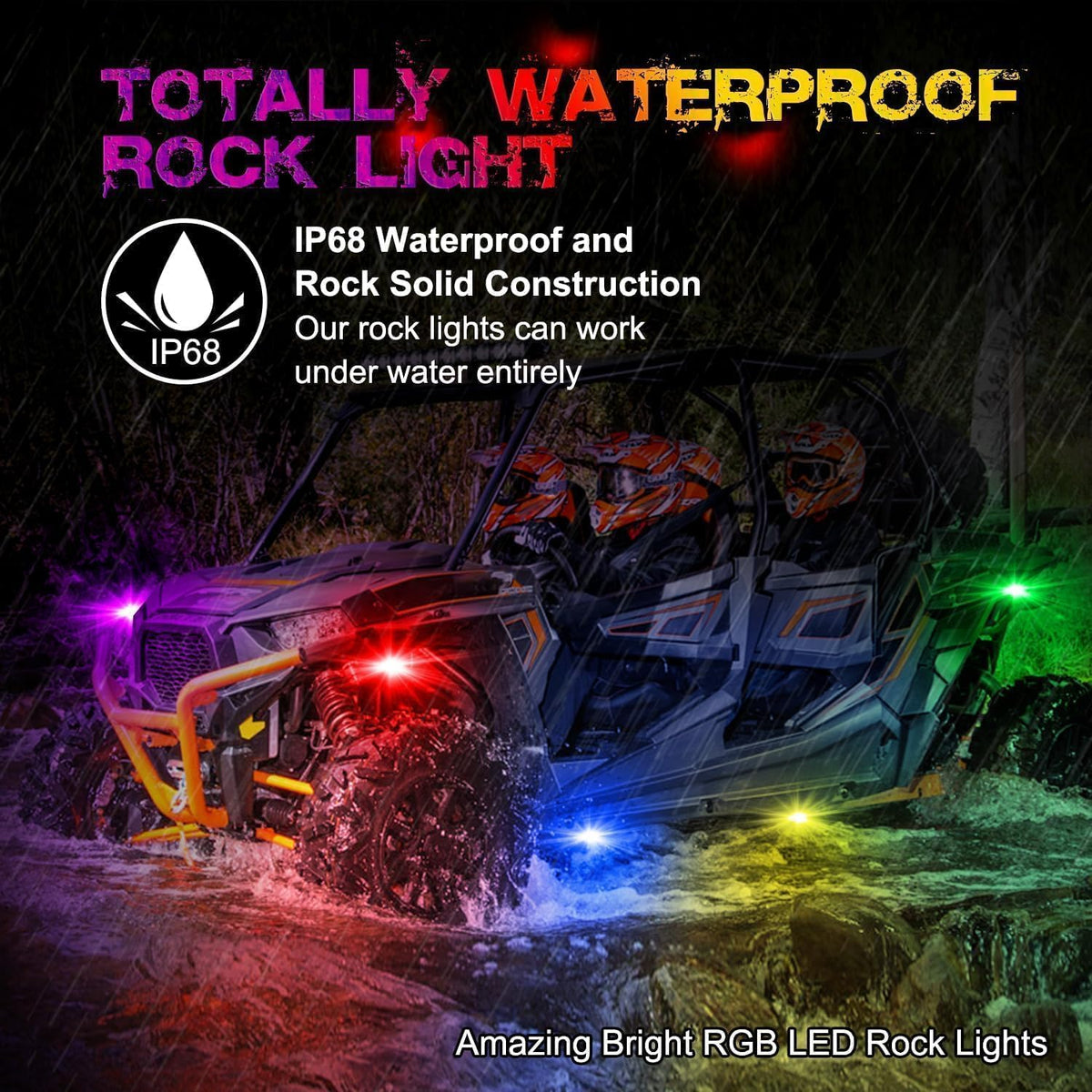 Rock Lights for Trucks, 10 Pods RGB LED Rock Lights with APP/Remote Control & Music Mode, High Bright Multilcolor Waterproof IP68 Rock Neon Light Kits for Pickup Off Road RZR SUV ATV UTV Car