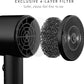 AINA Hair Dryer with Diffuser, Blow Dryer for Women | Advanced Ionic Technology, Ceramic Coating | Cold Shot Features Turbo Heat for Fast Drying and Shine 110V/ALCI (Vader Black)