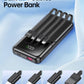 Portable Charger with Built in Cable - Power Bank Fast Charging USB C LED Display 10000mah Battery Pack 5 Outputs & 3 Inputs for Travel Essentials iPhone Samsung Android Phones Tablets Black