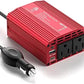 BESTEK 300W Power Inverter with 65W USB-C QC3.0 Ports - 12V DC to 110V AC Car Converter Charger for Vehicles - 11V-17V Aluminum Housing Car Plug in Cigarette Lighter Adapter Outlet for Laptop