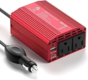 BESTEK 300W Power Inverter with 65W USB-C QC3.0 Ports - 12V DC to 110V AC Car Converter Charger for Vehicles - 11V-17V Aluminum Housing Car Plug in Cigarette Lighter Adapter Outlet for Laptop