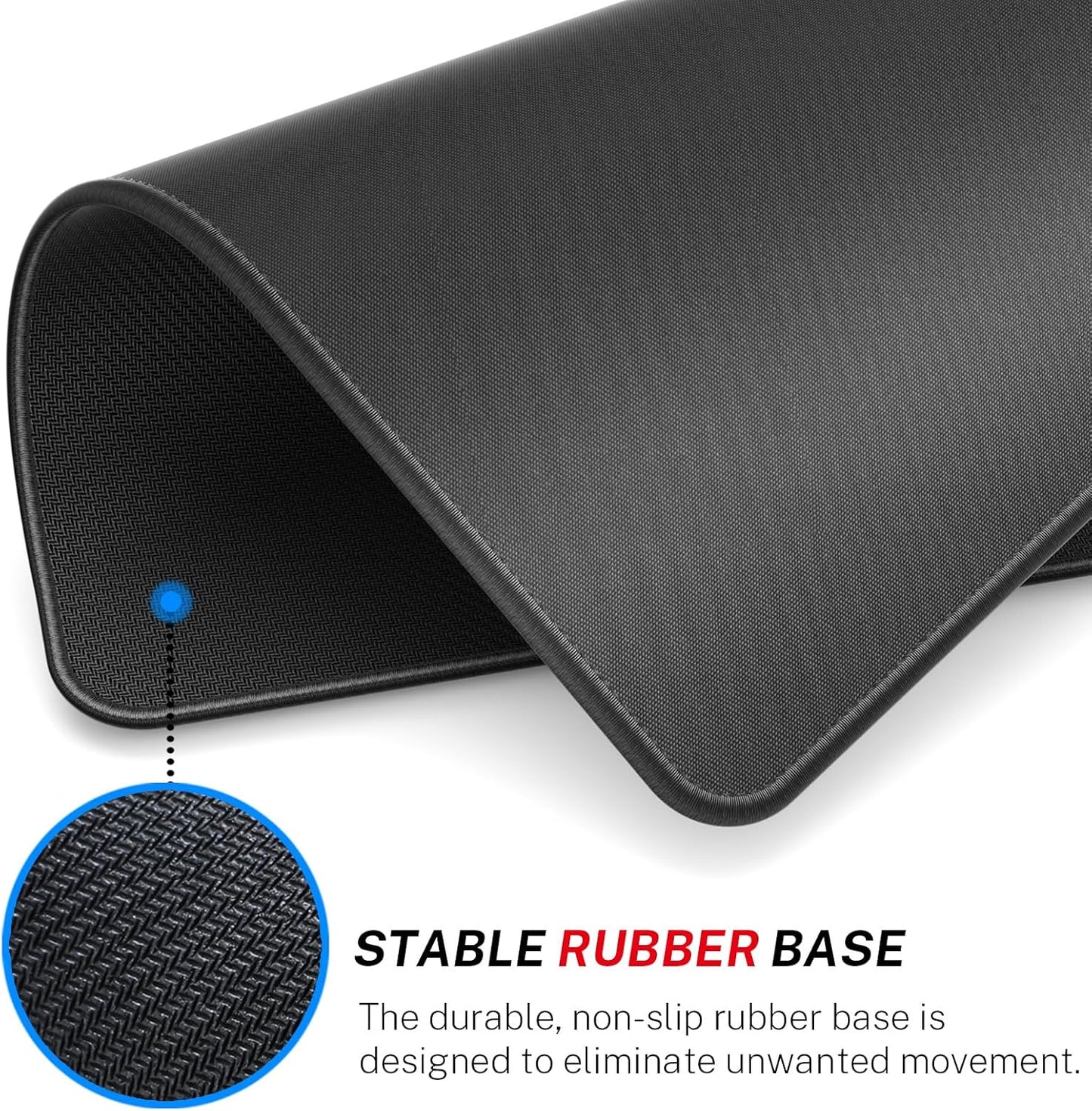 MROCO Mouse Pad [30% Larger] with Anti-Fray Stitched Edges, Premium-Textured Waterproof Surface, Non-Slip Rubber Base, Computer & Gaming Mouse Mat for Laptop, Office & Home, 8.5 x 11 in, Black
