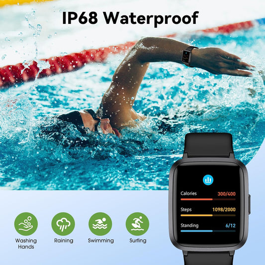 LIVIKEY Fitness Tracker Watch with Heart Rate Monitor, Activity Tracker with Pedometer, Sleep Monitor, Calories & Step Counter, IP68 Waterproof Smart Watches for Women Men Fitness Watch for Sports