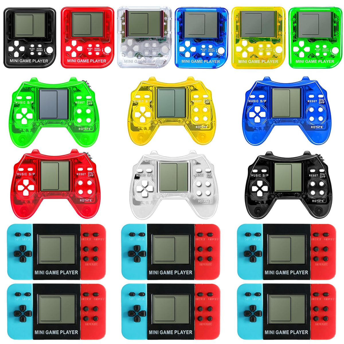 18Pcs Video Game Party Favors for Kids, Arcade Video Game Birthday Supplies Mini Gaming Console Keychain Classroom Prizes for Boys and Girls