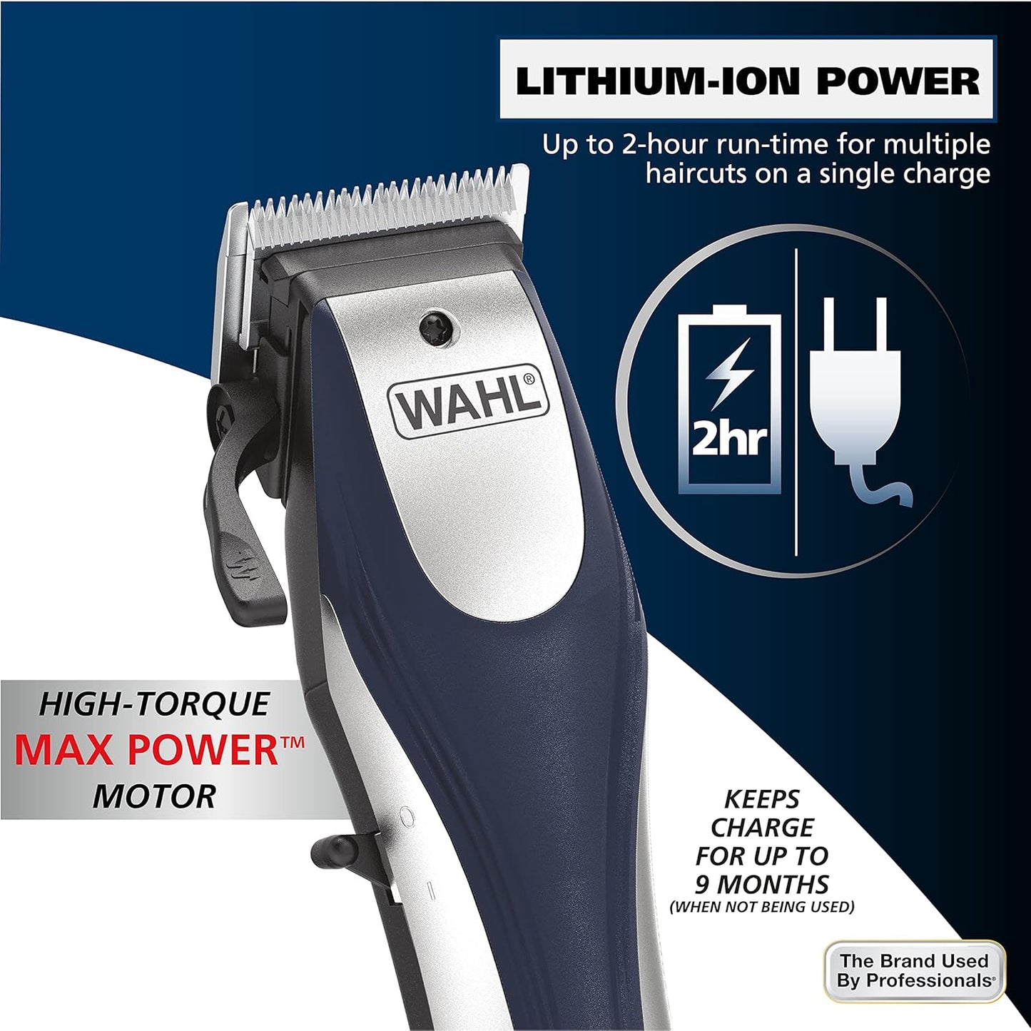 Wahl Lithium Ion Pro Rechargeable Cordless Hair Clippers for Men, Woman, & Children with Smart Charge Technology for Convenient at Home Haircutting - Model 79470