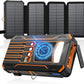 SOARAISE Solar Charger Power Bank - 48000mAh Wireless Portable Charger Built-in 4 Cables and 4 Solar Panels, PD QC 3.0 Fast Charging USB C Battery Pack with Flashlight for Camping Travel