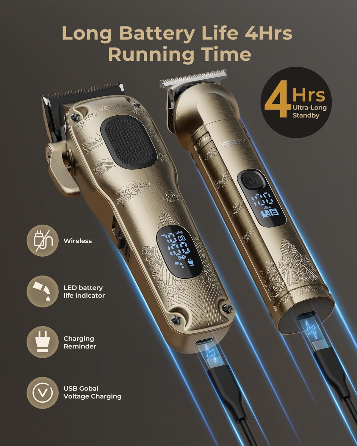 Hair Clippers for Men Professional, Cordless Hair Clippers for Hair Cutting, Mens Clippers and Trimmers Set, Electric Hair Trimmer for Men with Package Case