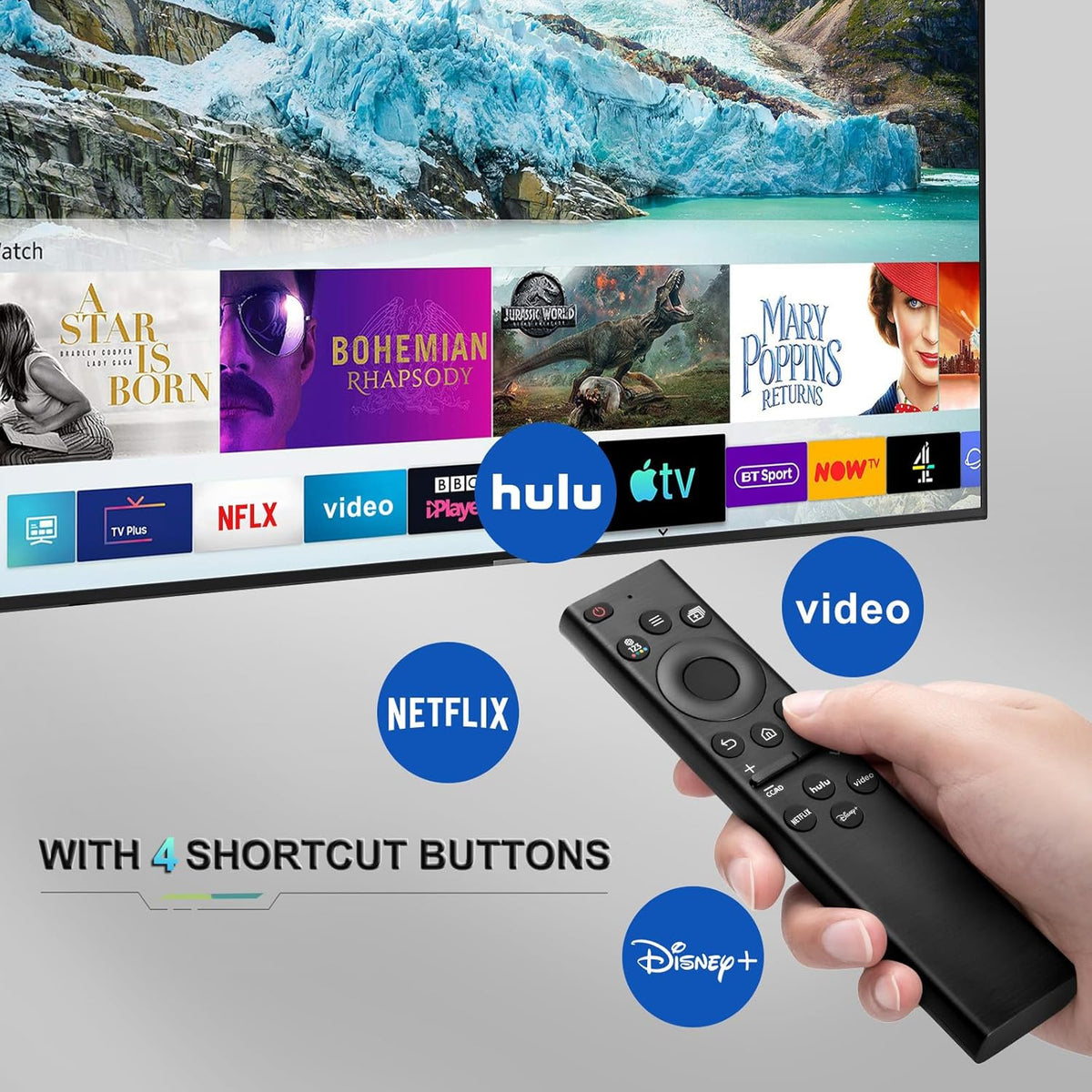 Universal Remote Control Compatible for All Samsung TV LED QLED UHD SUHD HDR LCD Frame Curved Solar HDTV 4K 8K 3D Smart TV Remotes Replacement