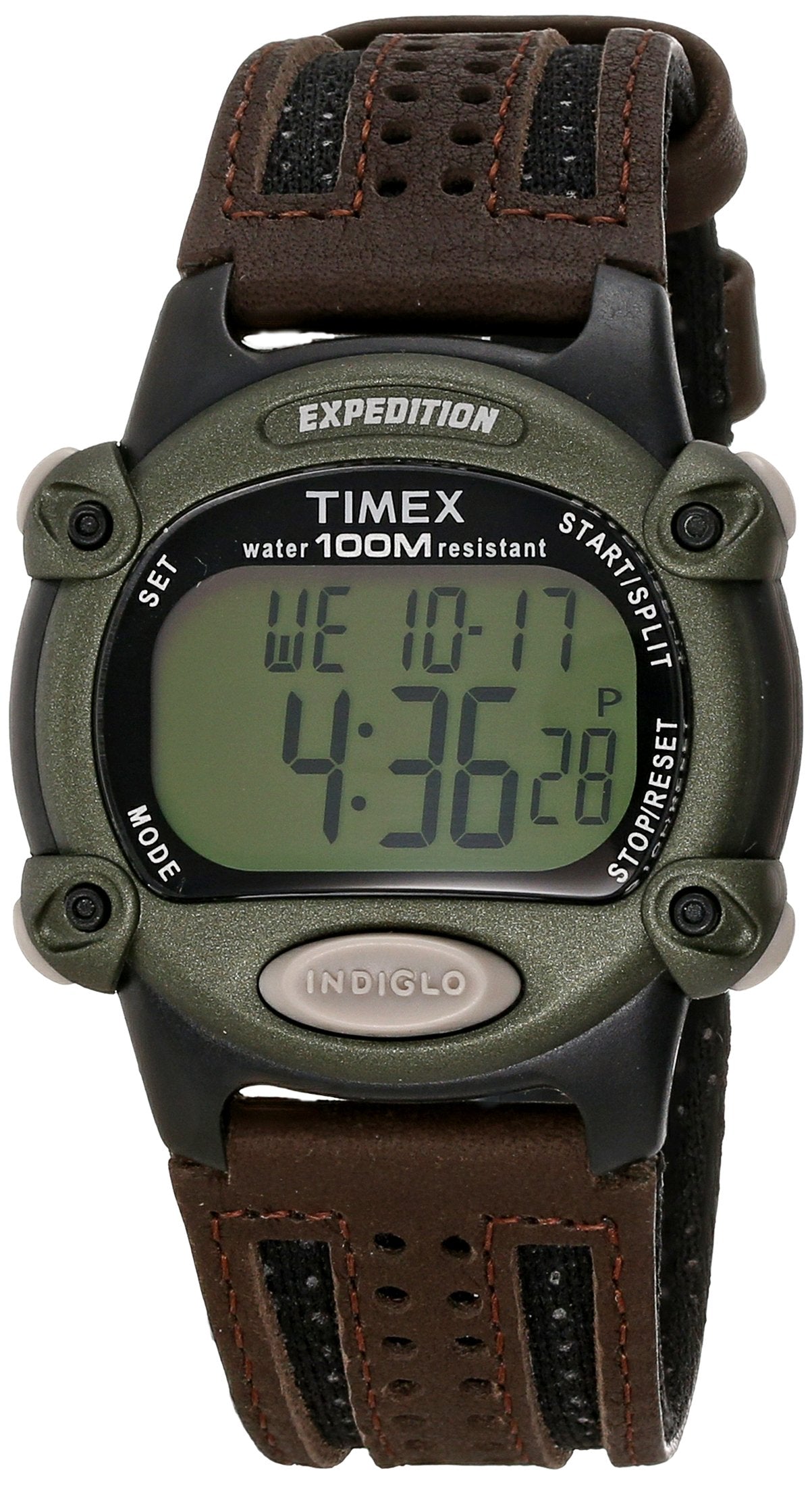 Timex Men's T48042 Expedition Full-Size Digital CAT Brown Nylon/Leather Strap Watch