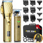 FADEKING Professional Hair Clippers & Beard Trimmer Set for Men – Cordless Barber Clippers with LCD Display, Precision Trimmer & Travel Case – Gifts for Men Husband Father (Gold + Bronze)
