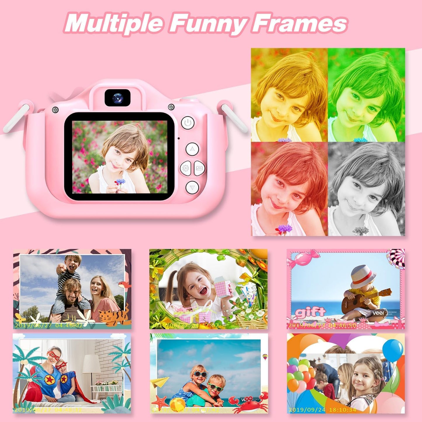 Goopow Kids Camera Toys for 3-8 Year Old Girls Boys,Children Digital Video Camcorder Camera with Cartoon Soft Cover, Best Chritmas Birthday Festival Gift for Kids - 32G SD Card Included