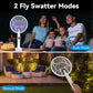 Electric Fly Swatter Racket, 2 in 1 Mosquito Bug Zapper 4100V Handheld Mosquito Killer with 1800 mAh Rechargeable Battery, Purple Light and 3-Layer Safety Mesh for Indoor Outdoor Blue