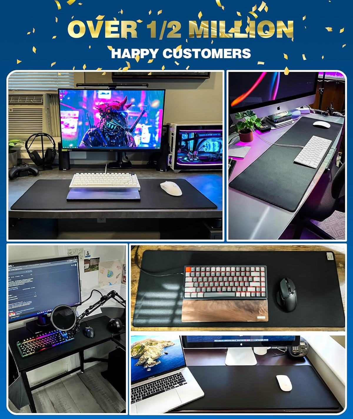 KTRIO Large Gaming Mouse Pad Desk Mat, Superior Micro-Weave Cloth for Precise Mouse Control, Non-Slip Rubber Base, Stitched Edges, Water-Resistant, for Gamer, Office & Home, 31.5" x 11.8" inches