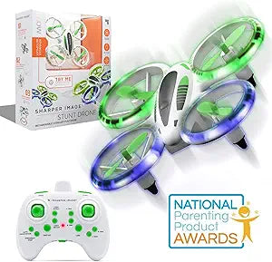 SHARPER IMAGE 2.4GHz RC Glow Up Stunt Drone with LED Lights, Mini Remote Controlled Quadcopter with Assisted Landing, Small Plane for Kids and Beginners, Wireless and Rechargeable