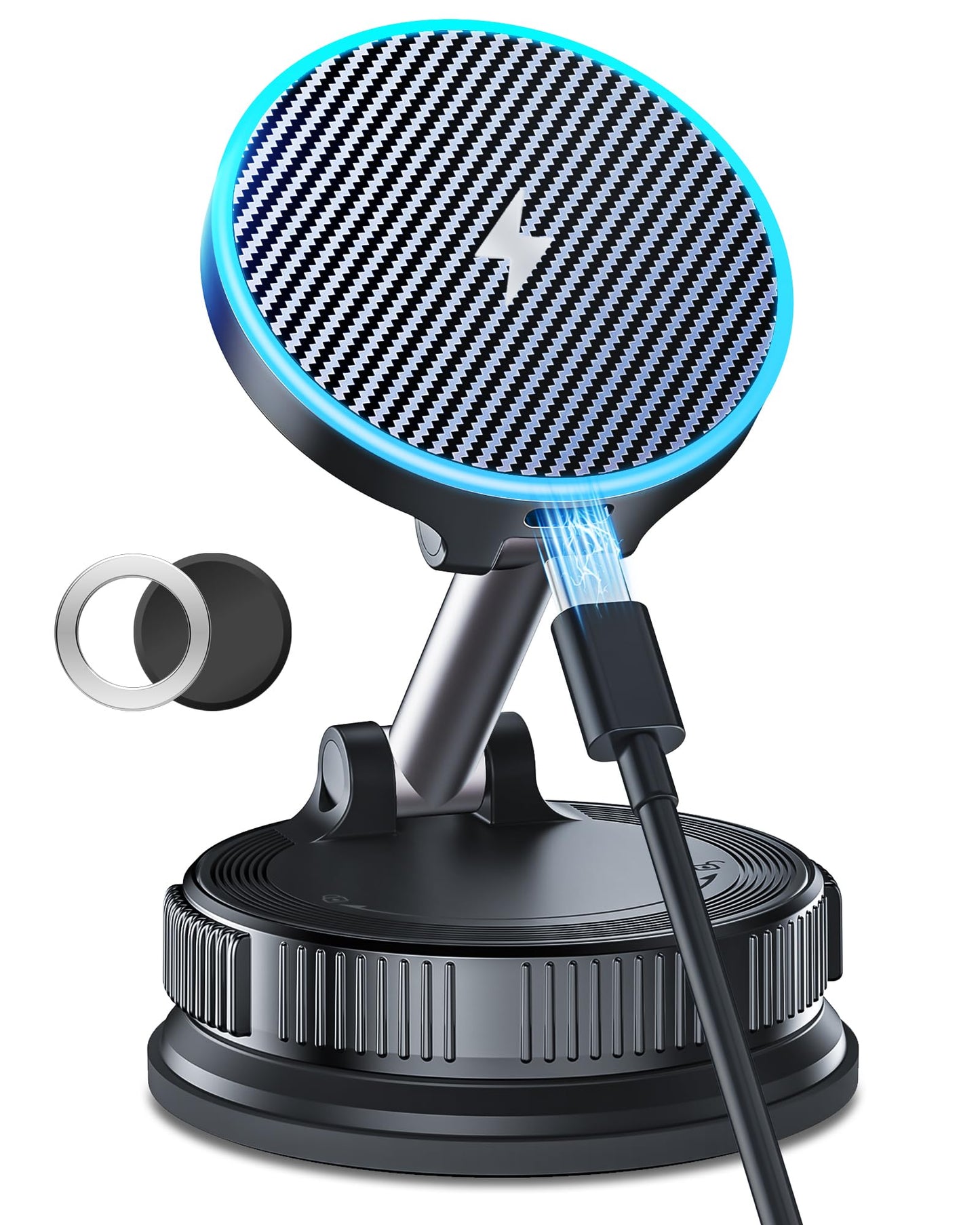 15W MagSafe Car Mount Charger, Magnetic Wireless Car Charger with Vacuum Suction Cup & Nano Adhesive Base, 360° Rotatable Strong Hold Car Phone Mount for iPhone 17 16 15 14 13 12 Series, Samsung S26