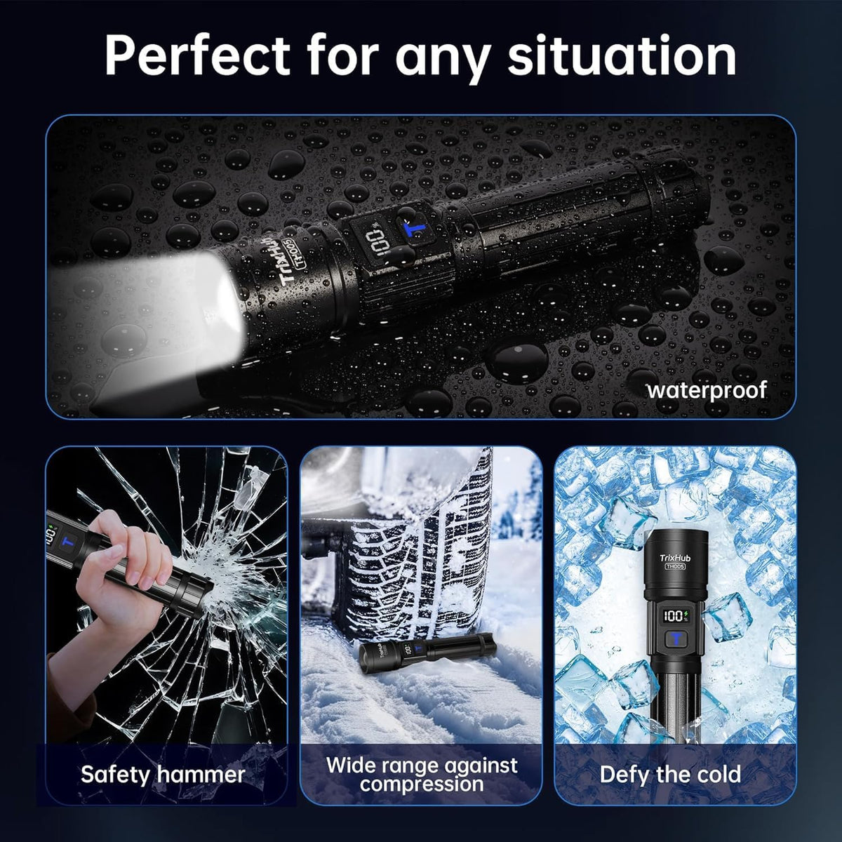 Rechargeable Flashlights 2 Pack, Super Bright High Lumens Flash Light, 5 Modes Zoomable Linternas with LCD Digital Display, Powerful Handheld LED Flashlights for Home Emergencies Camping